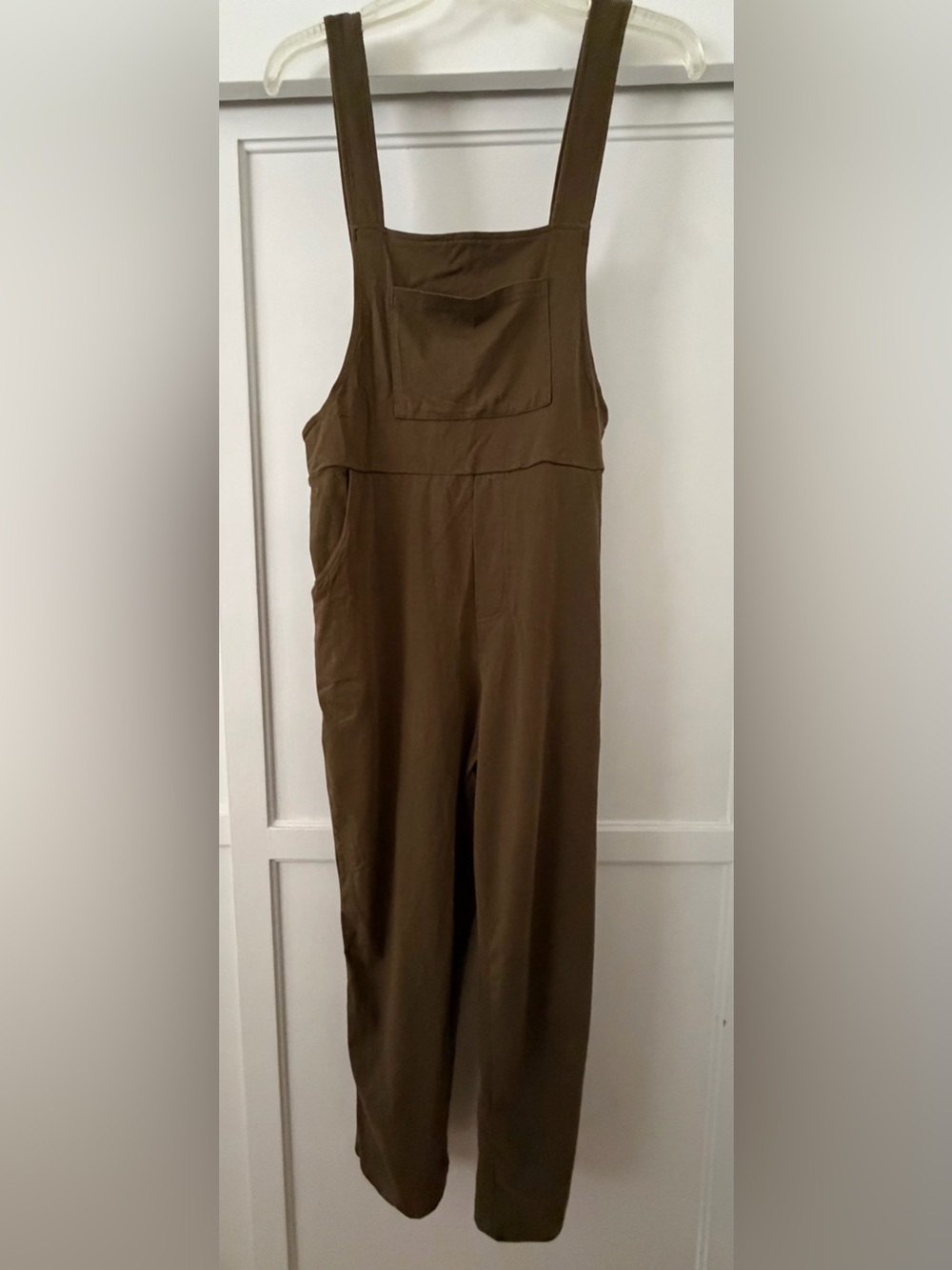Relaxed Olive Green Wide-Leg Jumpsuit-Overalls-Small